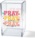Vgrti Pray on it Pray through it Acrylic Cosmetic Pencil Pen Holder Cup by Unknown