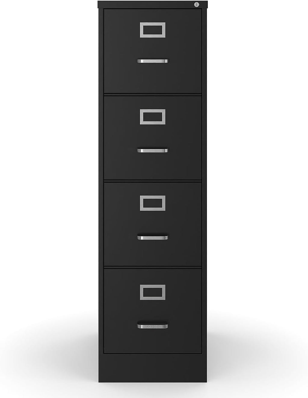 staples 4-drawer vertical file cabinet, letter/legal, locking, black, side view