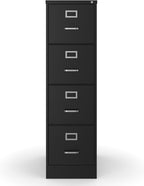 staples 4-drawer vertical file cabinet, letter, lockable, black, side view