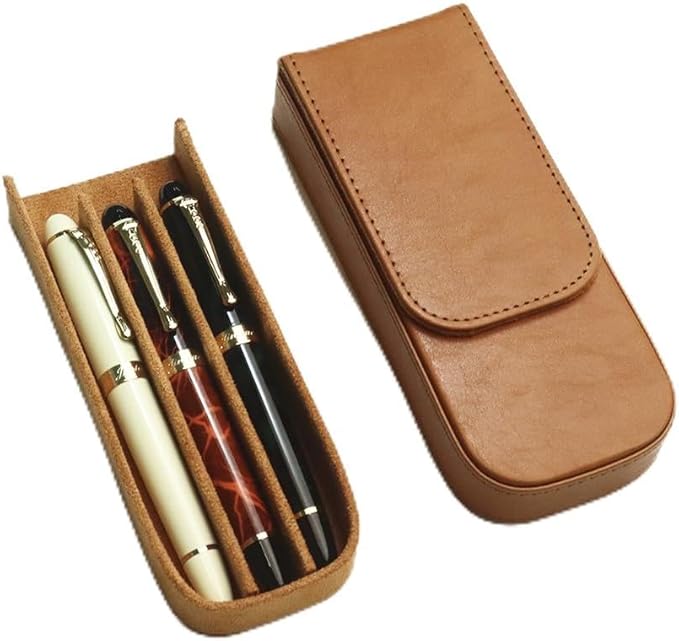 MIVLXLX Leather Triple Pen Case Pencil Pouch Holder by MIVLXLX