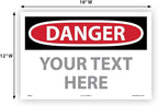Custom OSHA Style Danger Sign 12" x 18" Adhesive Vinyl Sign, Customizable "Your - Image 5