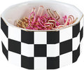Paper Clip Holder Ceramic Checkered Paper Clip Dispenser for Desk Paper Clip Organizer Office Cute Desktop Decor Binder Clip Holder (Black-01)