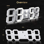 epsky 3d white digital wall clock led large, front angle view