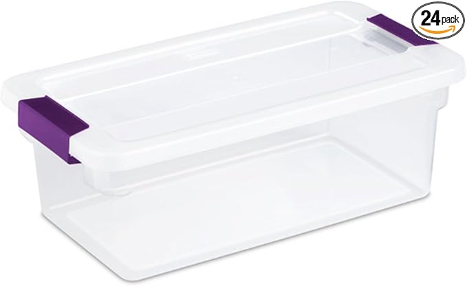 Sterilite 24-Pack 6 Quart ClearView Latch Box, Stackable Organizer Bins by Sterilite