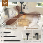 52" ceiling fans with lights and remote control, side view