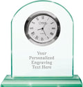 Crown Awards Emerald Crystal Clock – Personalized Jade‑Tone Desk Clock by CrownAwards