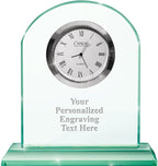 Crown Awards Emerald Crystal Clock – Personalized Jade‑Tone Desk Clock by CrownAwards