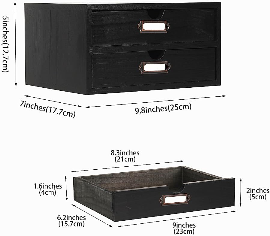 Small Wooden Drawers Wooden Box with Drawer Black