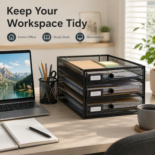 EXERZ Paper Sorter 3 Tier Drawers A4 / Multifunctional Desk Organiser/Letter ...