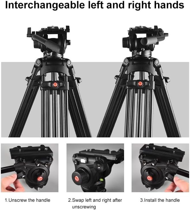PULUZ 67"/170cm Video Tripod, Heavy Duty Aluminum Alloy Camera Tripod Stand - Image 7