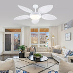 phorus 52" white tropical outdoor palm leaf ceiling, front angle view