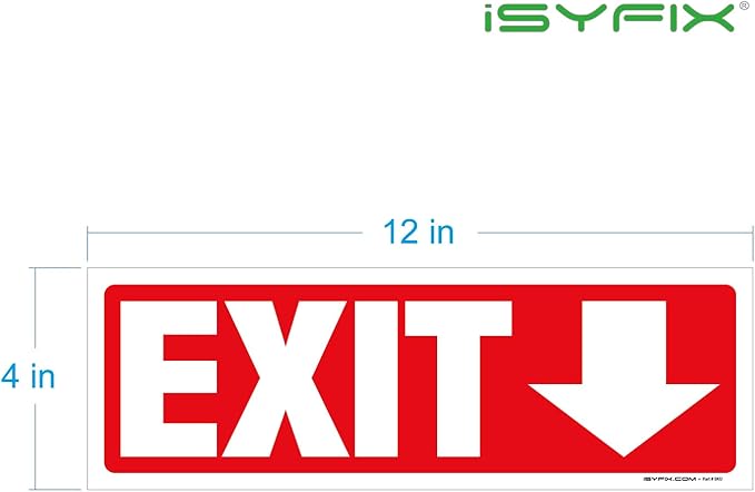 iSYFIX Exit Signs Stickers 6 Pack 12x4 Inch - Image 7