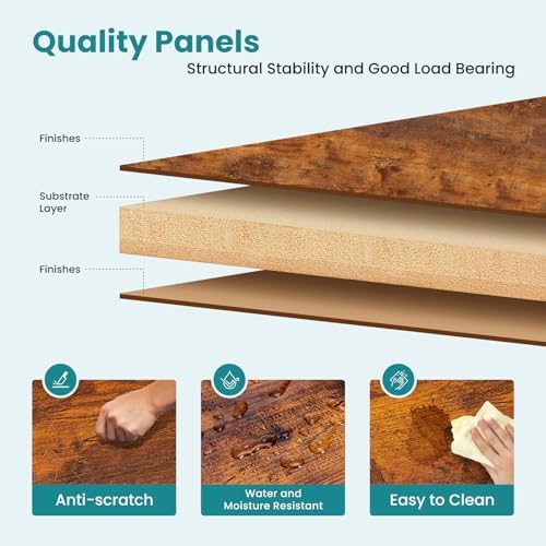 OLIXIS Computer Desk, Home Office Desk, Study Table 47 Inch | Gaming Writing Work Station, Metal Frame Sturdy Durable, Easy Assembly Bedroom, Simple Rustic Style