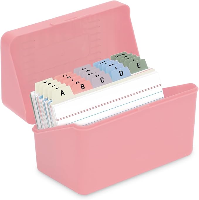 H4D 3x5 Index Card Holder with 100 Heavyweight Ruled Index Cards and 25 Plastic by H4D