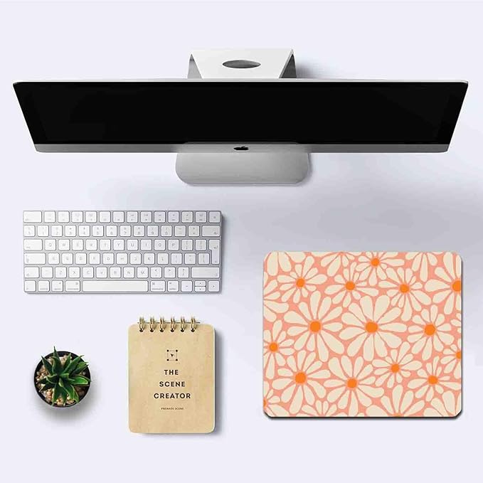IMAYONDIA Cute Pink Mouse Pad, Daisy Flowers Mouse Pad, Aesthetic Modern Art - Image 6