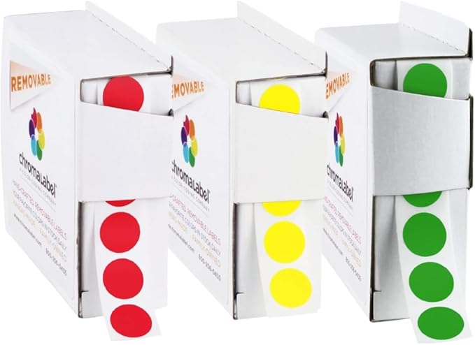 ChromaLabel 1/2 Inch Removable Round Colored Stickers, Ideal Colored Dot Sticker by ChromaLabel