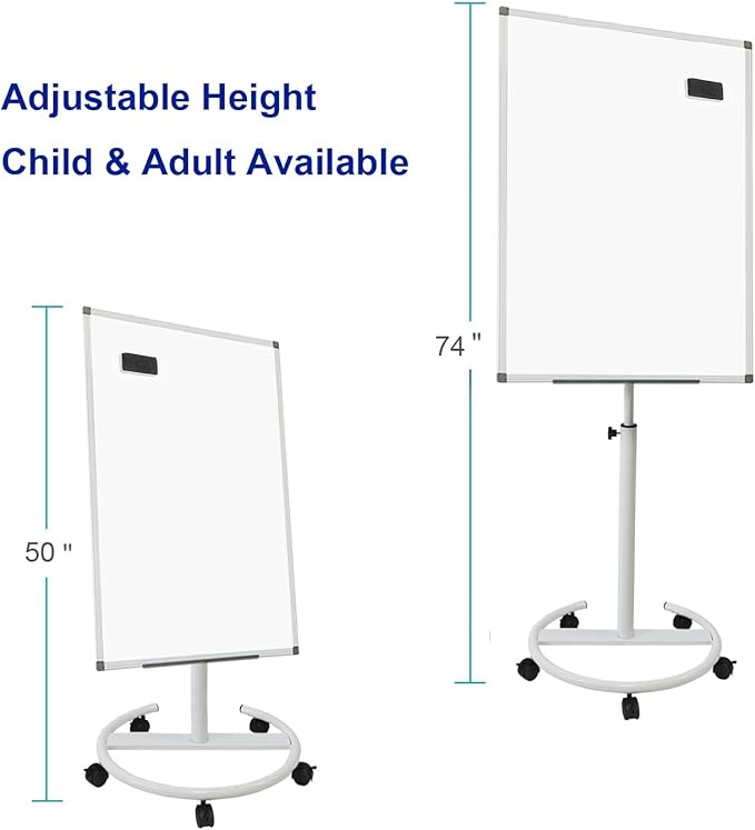 BIBOC Mobile Dry Erase Board – 36x24 inches Magnetic Portable Whiteboard Stand - Image 2