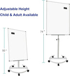 BIBOC Mobile Dry Erase Board – 36x24 inches Magnetic Portable Whiteboard Stand - Image 2