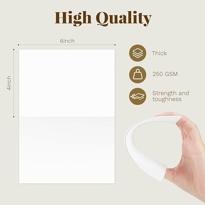 Goefun Blank White Cards with Envelopes 4 x 6 Folded Cardstock and A6 Envelopes - Image 2