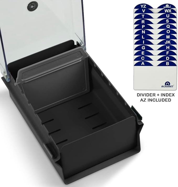 Acrimet Index Business Card Size File Holder Organizer Box Metal Base Heavy Duty - Image 3
