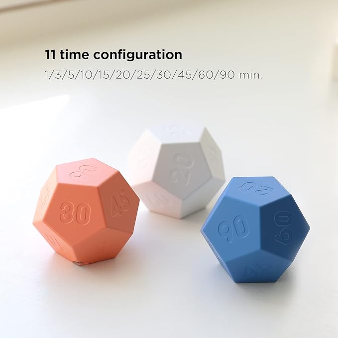 mooas Dodecagon Time Ball Rechargeable Mini Timer, 11 Preset Times, Desk - Image 2