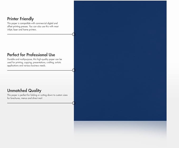 LUXPaper 8.5" x 11" Paper | Letter Size | Navy Blue | 80lb. Text | 50 Qty - Image 8