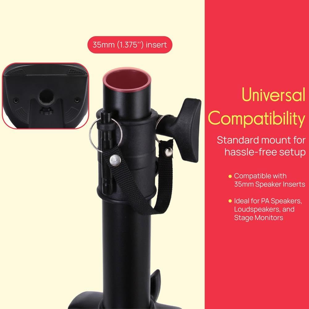 Pyle Universal Speaker Stand 2-Pack – Heavy Duty Tripod Mount Holder Set, Hei...