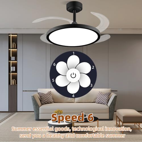 baysquirrel slim retractable ceiling fan with lights and, close-up detail