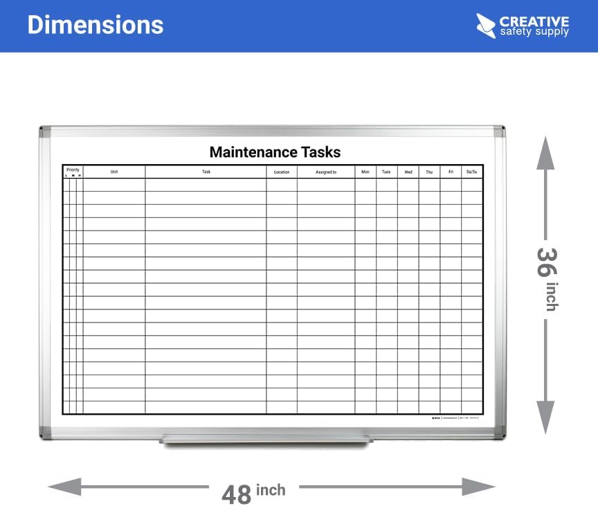 Maintenance Tasks Whiteboard (48in x 36in)