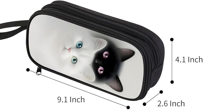 HiGaits Pencil Case for Boys, Durable Pen Box Twin Cats - Image 2