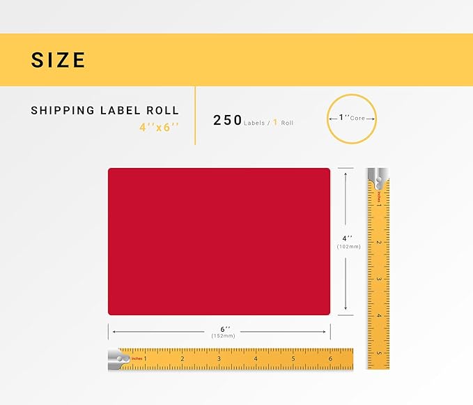 HOUSELABELS 4" x 6" Red Shipping Labels on 1" Core Compatible - Image 3