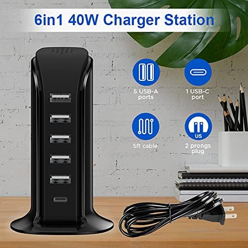 Charger Block 6 in 1 Upoy, 40W USB C Charger 3A, Charging Hub - Image 4