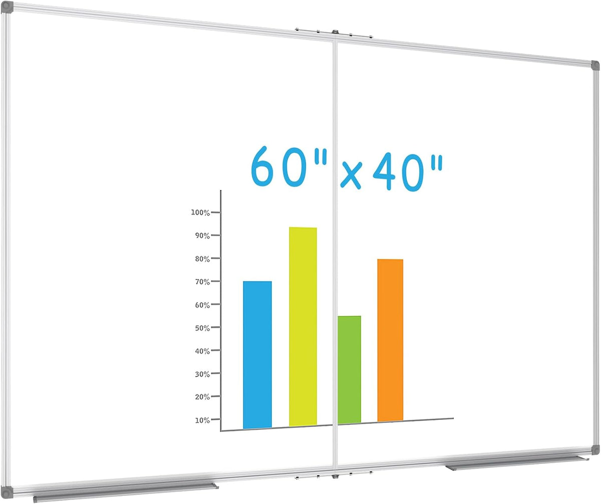 JILoffice Large Foldable White Board 60x40 Inches, Dry Erase Magnetic White B...