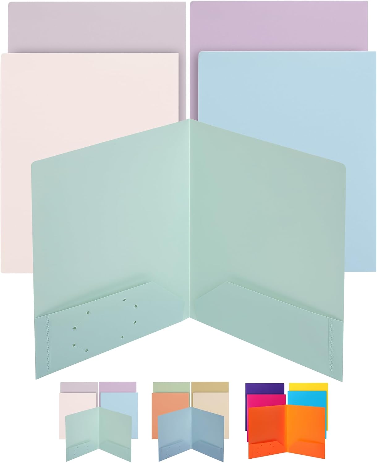Mr. Pen- Plastic Folders with Pockets, 5 pcs | Aesthetic File Folder with Business Card Slot, 2-Pocket Folder, Back to School, Office, Filing Supplies