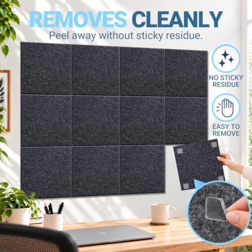 Hiksuky EcoCork Pro 48"x36" Modular Felt Wall Panels - 12 Pack Recy...