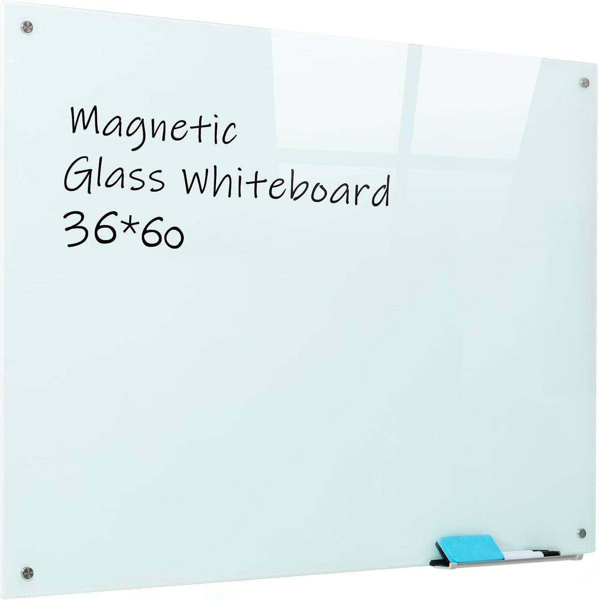 Magnetic Glass Whiteboard, 36"x60"Frameless Dry Erase Board White B...