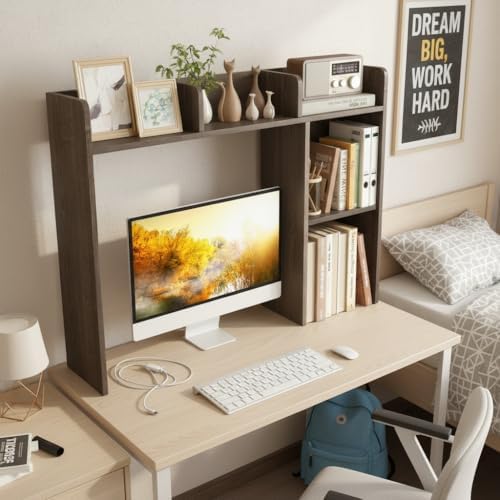 Tangkula Desktop Bookshelf, Countertop Storage Hutch with Shelves for Compute...