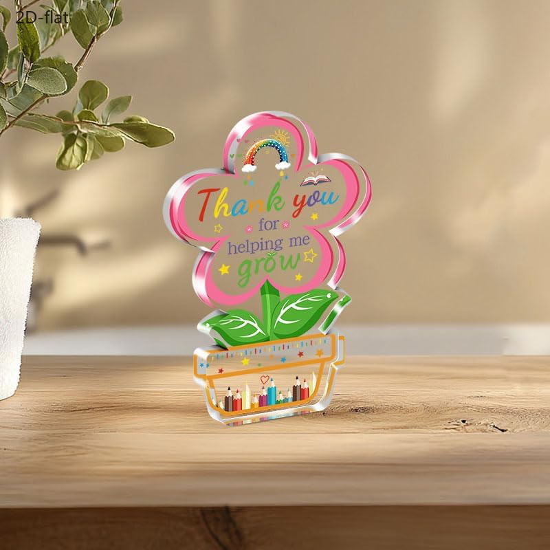 1pc Colorful Flower Acrylic Teacher Gift Sign, Freestanding Desk Decor, Thank You Keepsake for Classroom & Home