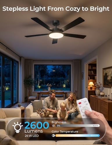 cinoton 52" smart ceiling fans with lights and on a desk or shelf
