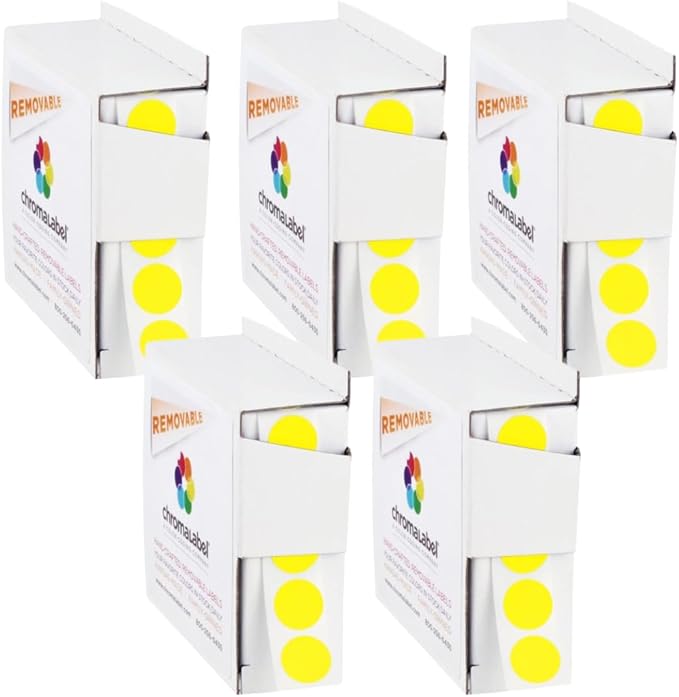 ChromaLabel 1/2 Inch Round Yellow Dot Stickers, Color Coding Labels by ChromaLabel