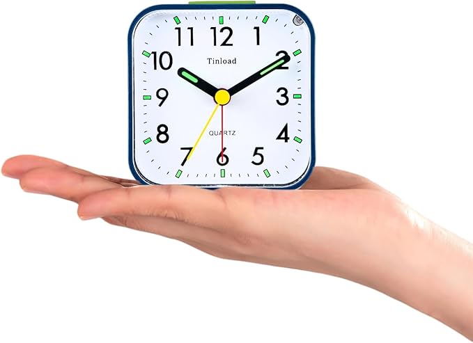 Tinload Small Battery Operated Analog Alarm Clock Silent Non Ticking, Ascending - Image 2