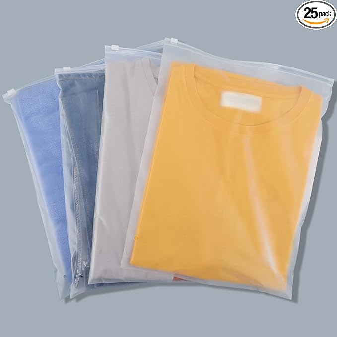 Svaldo Clothes Packaging Bags for Shipping 25 Count 10x13" Frosted Zipper by Svaldo