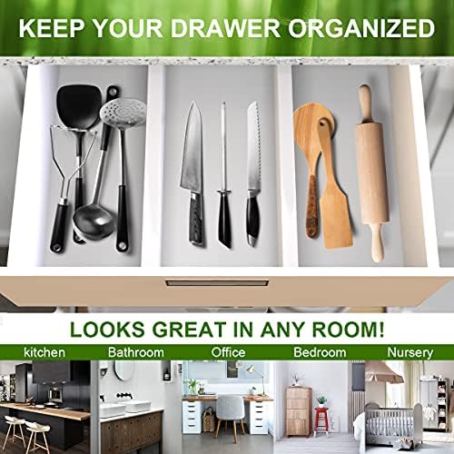 ANTOWIN Bamboo Drawer Dividers Organizers, Expandable Drawer Separators Split...