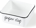 Ceramic Farmhouse Paper Clip Holders for Desk 3.3 Inch, White | Ceramic, farmhouse, 3.3in, white, paper clip holder, desk organizer, durable, easy-clean, non-slip, compact, versatile, cute