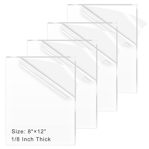4 Pack 8x12 Inch Acrylic Sheet 1/8" Thick, Cast Acrylic Sheet, by ADTDA