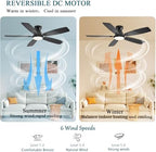 jsaitee ceiling fans with lights, 52 inch low, side view