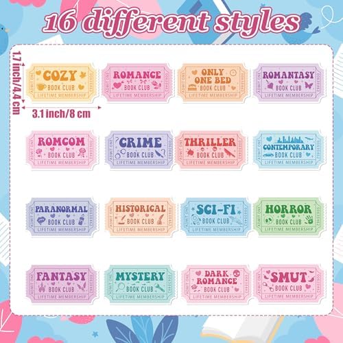 2 Rolls Vinyl Ticket Design Self Adhesive Library Decals Sticker | Waterproof Book Ticket for Laptop Water Bottle Journal Scrapbook Reading Log Reward Chart Classroom Bulletin Board Gift
