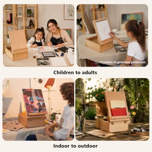 djar adjustable tabletop sketchbox easel for painting, 3 on a desk or shelf