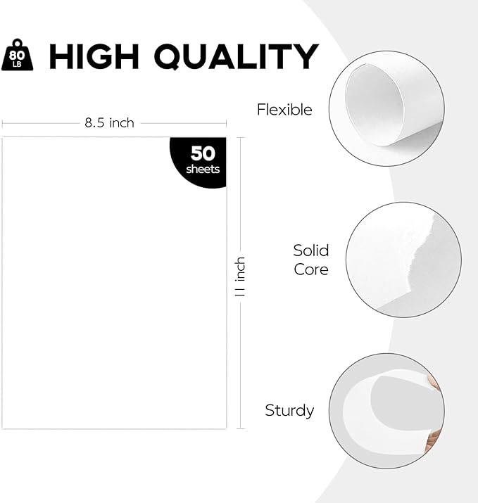 50 Sheets White Cardstock 8.5 x 11 Certificate Paper, Goefun White Card Stock - Image 2