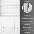 BLU MONACO Set of 6 Foldable White Magazine File Holders | Vertical Desk File - Image 5
